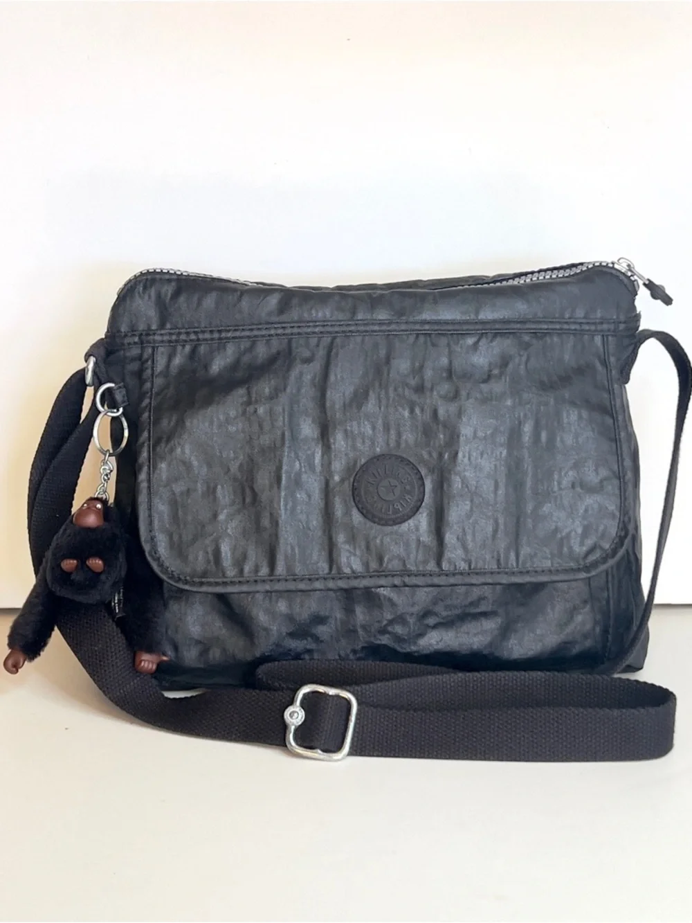 Kipling Black Nylon Messenger Crossbody